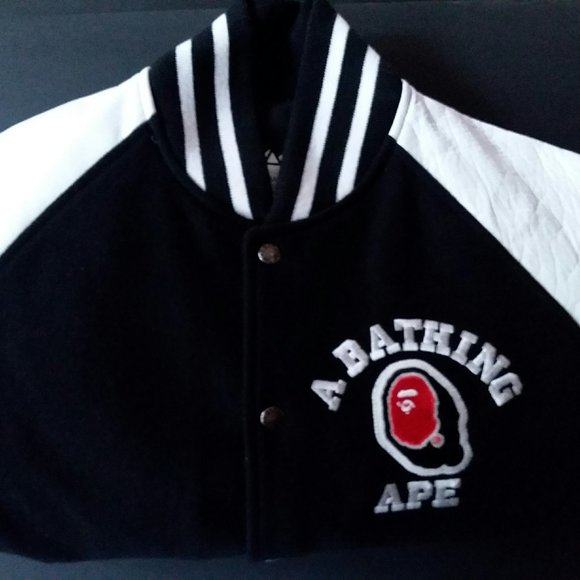Vintage Bape Nigo NFS Football Leather Varsity Jacket - Picture 1 of 12